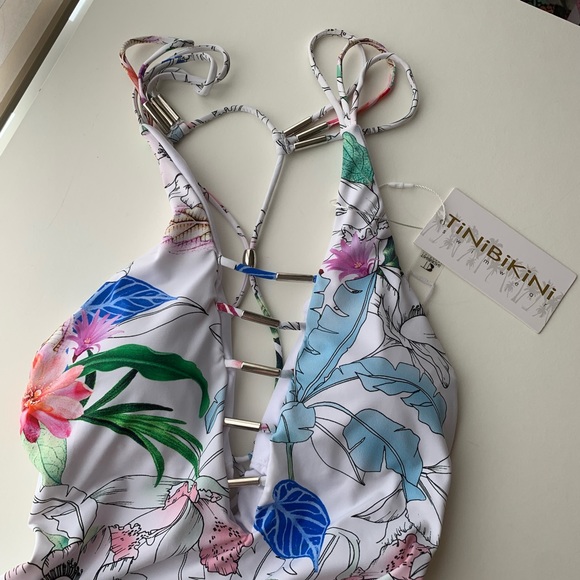 TiniBikini | Floral Print One Piece Swimsuit - Picture 2 of 4